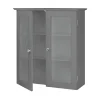 Armoire murale de salle de bain effet bois gris portes dépolies
