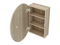 Armoire murale de salle de bain ovale avec miroir - Couleur chêne - RURI