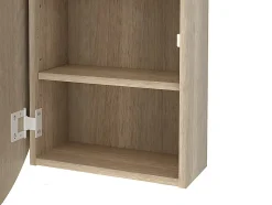 Armoire murale de salle de bain ovale avec miroir - Couleur chêne - RURI