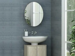 Armoire murale de salle de bain ovale avec miroir - Couleur chêne - RURI