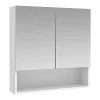 Armoire murale de salle de bain avec miroir et niche - Blanc - ZUMPA