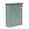 Armoire murale de salle de bain en effet bois vert avec 2 portes