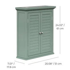 Armoire murale de salle de bain en effet bois vert avec 2 portes
