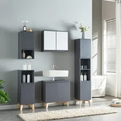 Armoire murale de salle de bains avec miroir Overath 60 x 20 x 50 cm gris en.casa