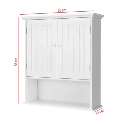 Armoire Murale de Salle de Bains MDF Blanc 2 Portes et 1 étagère Rebecca Mobili