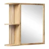 Armoire murale de salle de bain en teck avec miroir et niches - Coloris naturel - CIMAHI