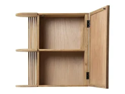 Armoire murale de salle de bain en teck avec miroir et niches - Coloris naturel - CIMAHI