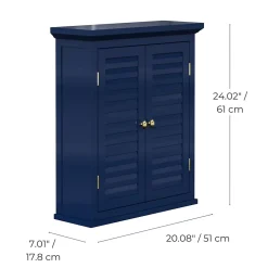 Armoire murale de salle de bain en effet bois bleu avec 2 portes