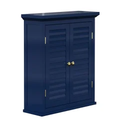 Armoire murale de salle de bain en effet bois bleu avec 2 portes