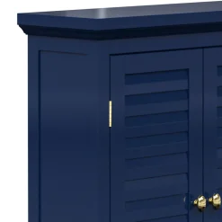 Armoire murale de salle de bain en effet bois bleu avec 2 portes