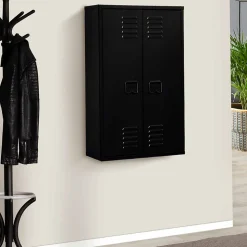 Armoire murale ESTER 2 portes métal noir design industriel