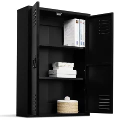 Armoire murale ESTER 2 portes métal noir design industriel