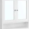 Armoire Murale, Meuble Salle de Bain, Placard de Rangement, Armoire Suspendue, 2 Portes-miroir et Compartiment Ouvert