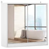 Armoire murale miroir salle de bain 2 étagères dim. 48L x 14l x 45H cm panneaux particules MDF blanc
