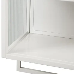 Armoire Murale Moderne avec Portes Vitrées et Porte-Serviettes, Meuble Mural avec Étagères - 60x23x78 cm - Blanc, Verre+Métal