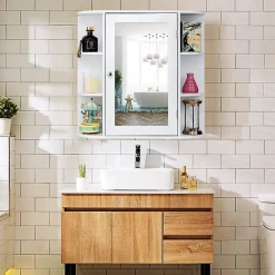 Armoire Murale pour Salle de Bain 65 x 17 x 63CM Blanc