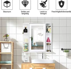 Armoire Murale pour Salle de Bain 65 x 17 x 63CM Blanc