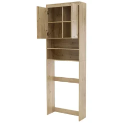 Armoire pour machine à laver 63x24x187 cm armoire haute MDF chêne salle de bain