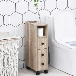 Armoire pour papier toilette - porte-papier toilette - 3 niveaux + sortie papier - aspect chêne clair