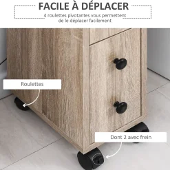 Armoire pour papier toilette - porte-papier toilette - 3 niveaux + sortie papier - aspect chêne clair