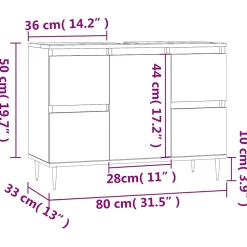 Armoire salle de bain chêne fumé 80x33x60cm bois d'ingénierie vidaXL