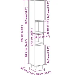 Armoire salle de bain chêne sonoma 30x30x190 cm vidaXL