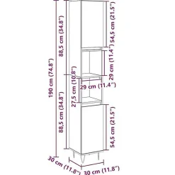 Armoire salle de bain chêne sonoma 30x30x190 cm vidaXL