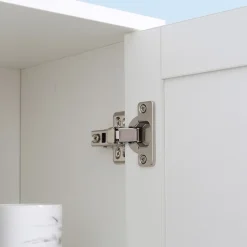 Armoire salle de bain, meuble de rangement colonne avec miroir, 2 portes, étagères réglables, 30x28x170cm, blanc