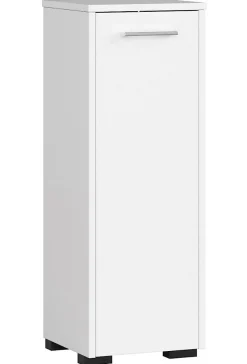 Armoire salle de bains AKORD FIN accr. au mur Blanche 30 cm 1 porte façade Blanche 2 étagères 30x30x85 cm