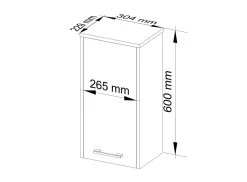 Armoire salle de bains AKORD FIN Meuble Haut Suspendue Blanche 30 cm 1 porte façade Blanche 2 étagères 30x22,5x60 cm