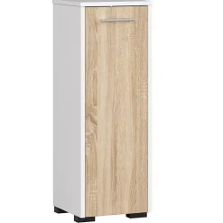 Armoire salle de bains AKORD FIN Blanche 30 cm 1 porte façade Chêne Sonoma 2 étagères 30x30x85 cm