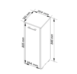 Armoire salle de bains AKORD FIN Blanche 30 cm 1 porte façade Gris Graphite 2 étagères 30x30x85 cm