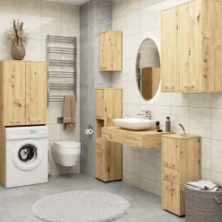 Armoire salle de bains AKORD FIN accr. au mur Chêne Artisan 60 cm 2 portes façade Chêne Artisan 2 étagères 60x22,5x60 cm