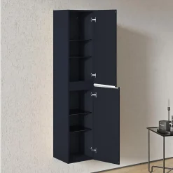 Armoire suspendue Colonne de rangement 35x170x35cm (LxHxP) Bleu nuit mat poignée métal Chrome, Garantie 5 ans - LAVOA