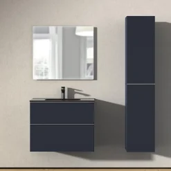 Armoire suspendue Colonne de rangement 35x170x35cm (LxHxP) Bleu nuit mat poignée métal Chrome, Garantie 5 ans - LAVOA