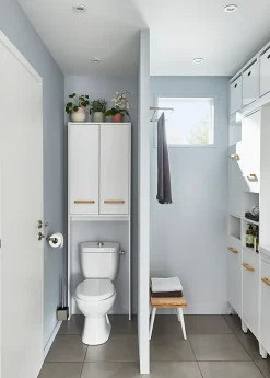 Armoire WC GoodHome Ladoga blanc L. 60 x H. 190 x P. 15 cm
