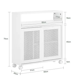 Armoire WC Toilettes Compact Roulante avec 2 Portes Coulissantes, BZR119-W, SoBuy