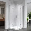 ATEA Porte de douche d'angle H.180 cm pliante et pivotante - verre transparent 80 x 80 cm - Saniverre