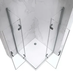 ATEA Porte de douche d'angle H.180 cm pliante et pivotante - verre transparent 80 x 80 cm - Saniverre