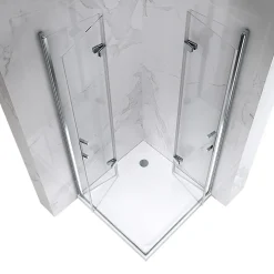ATEA Porte de douche d'angle H.180 cm pliante et pivotante - verre transparent 80 x 80 cm - Saniverre