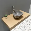 AVA - Plan de Salle de bain 90cm en Chêne Naturel Épaisseur 9cm + Fixations - Plan Vasque et Meuble Évier