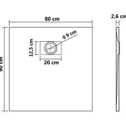 Bac de douche SMC Blanc 90 x 80 cm vidaXL