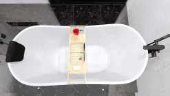 Baignoire à poser îlot ROSSA 170x80 acrylique blanc + appuie-tête KODI + Vidage à chromé