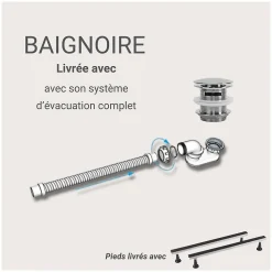 Baignoire acrylique FORMA murale blanche 170cm
