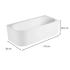 Baignoire acrylique Lucite FORMA semi-îlot blanche 170cm - Angle droit