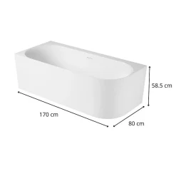 Baignoire acrylique Lucite FORMA semi-îlot blanche 170cm - Angle gauche