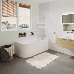Baignoire adossée pour angle droit 160x75 cm Oguta blanc