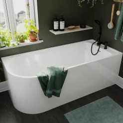 Baignoire adossée pour angle droit 170x75 cm Oguta blanc