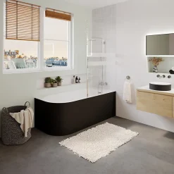Baignoire adossée pour angle droit 170x75 cm Oguta noir mat