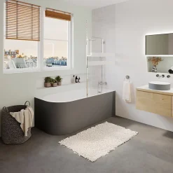 Baignoire adossée pour angle droit 160x75 cm Oguta gris